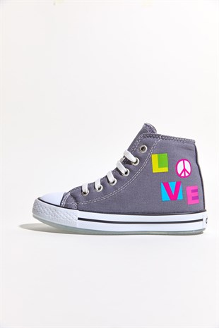 22-35 Numara Dudino Icon-Love Gri Kız Converse Ayakkabı