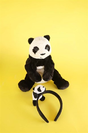 Kız Çocuk Panda Figürlü Peluş Oyuncaklı Taç