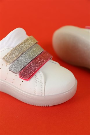 Vicco Sun Işıklı Kız Çocuk Beyaz/Fuşya Sneaker