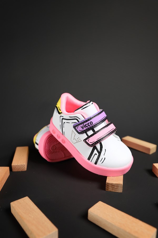 Vicco Kız Çocuk Picasso Pembe Işıklı Spor Ayakkabı